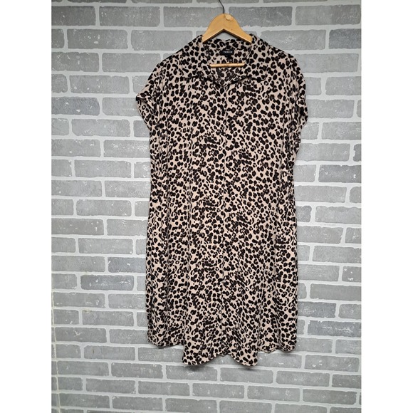 Torrid Womens Georgette Dolman Button-Front‎ Tunic Blouse Leopard Tan Size 0 - Picture 1 of 9